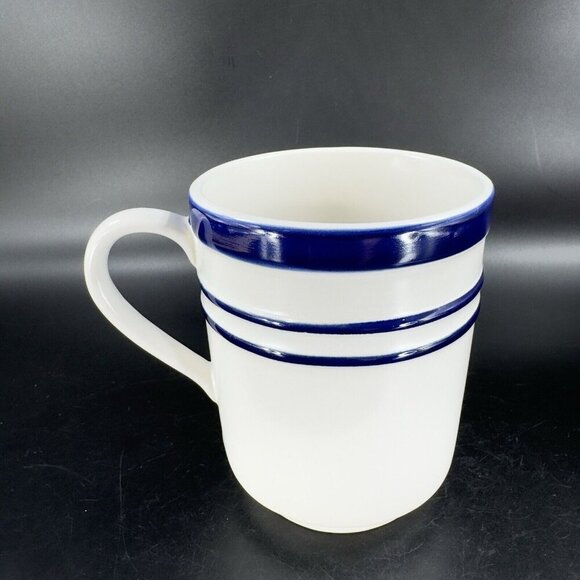 Lenox Kate Spade Ceramic Coffee Mug Cup Sculpted Stripe Cobalt Blue White VTG - Picture 13 of 14
